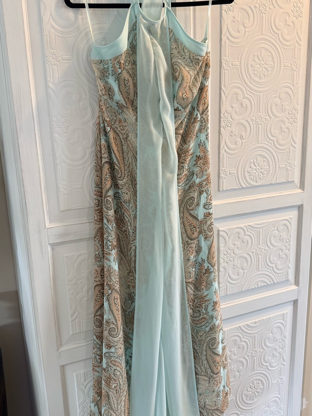 RW &Company Light Blue Paisley Halter Maxi Dress